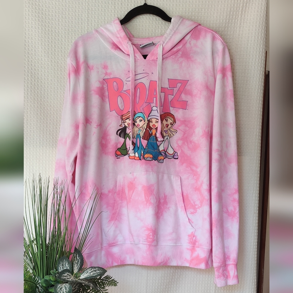 Bratz Dolls Pink Pullover Tie-Dye Hoodie Sweatshirt Size Medium